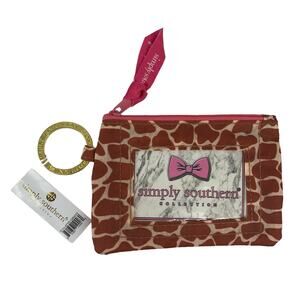Simply Southern ID Wallet Keychain Brown Giraffe Print Cute BOHO NWT